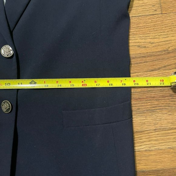 SUPPLY & DEMAND Navy Single Breasted School Boy Long Line Blazer Women L - Picture 12 of 13